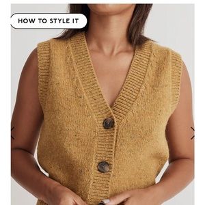 Madewell Large Donegal Button-Front Sweater Vest in Mustard Yellow